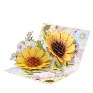 TRUANCE Pop Up Greeting Card Sunflowers- 3D Cards For Birthday, Anniversary, Mothers Day, Thank You Cards, Card for Mom, Congratulation Card, Love Card, All Occasion