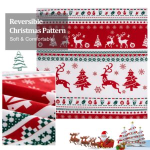 Dobuyly Christmas Duvet Cover Set Queen Reversible Christmas Tree Reindeer Boho Bedding Set 3 Pieces Soft Microfiber Comforter Cover for Bedroom Decor