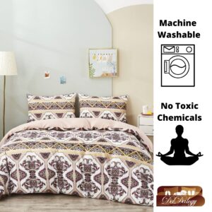 DaDa Bedding Southwestern Duvet Cover Set - Blush Pink, Kilim & Tribal Design - Includes Matching Pillowcases - Persian-Inspired, Ornate Traditional Print - Queen - 3-Pieces