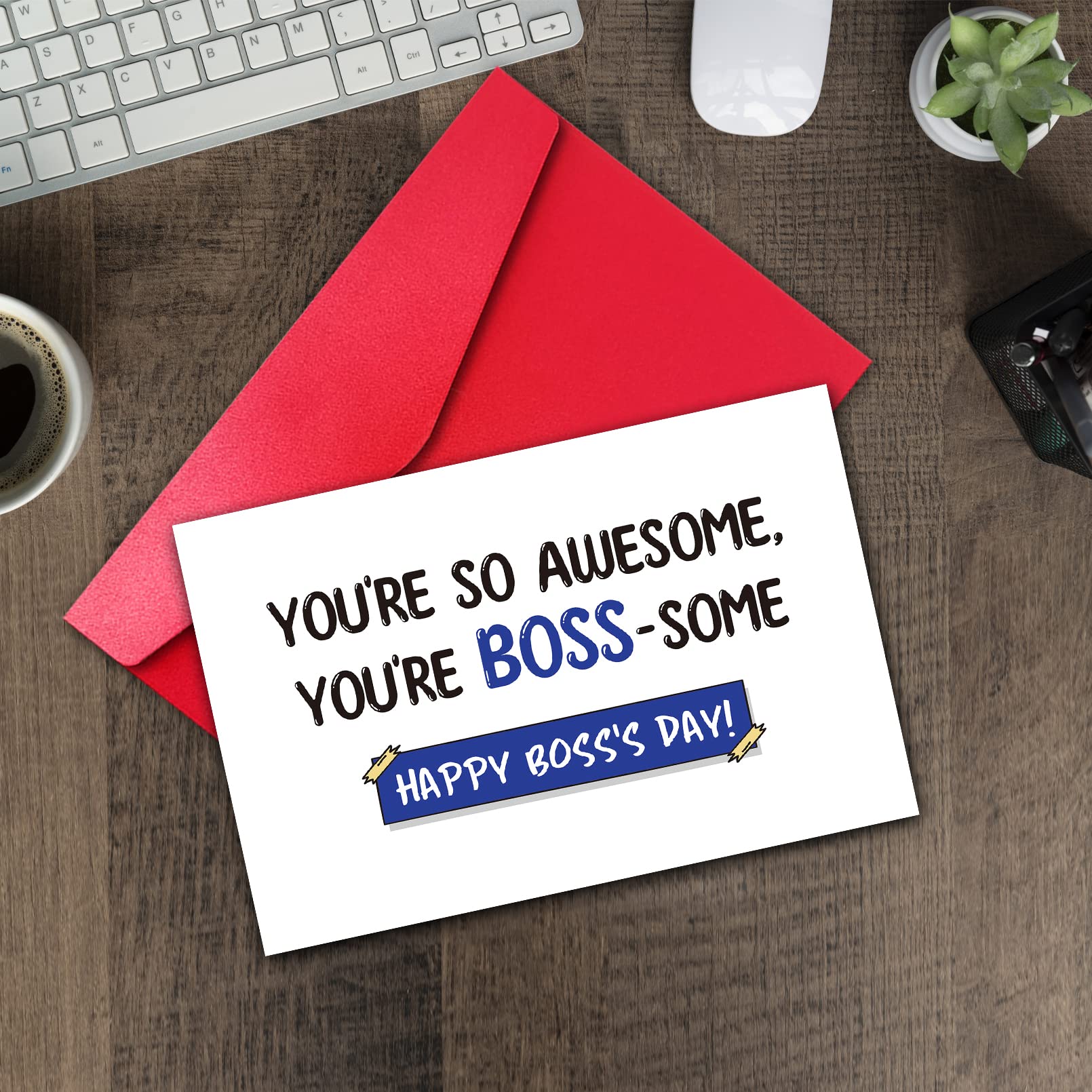 Funny Pun Boss Day Card for Him Her Team Leader Man Women,Happy Boss’s Day Card form Staff Coworker Employee, Boss birthday Card, Boss Appreciation Card, “You’re So Awesome,You’re Boss-Some”