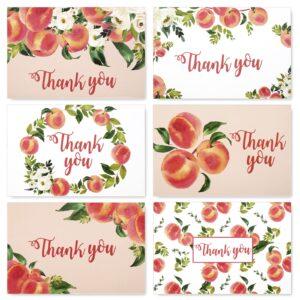 anydesign peach thank you cards bulk 30 pack thank you blank notes with matching seal stickers white envelopes pink peach greeting cards for baby shower wedding birthday bridal party invitation