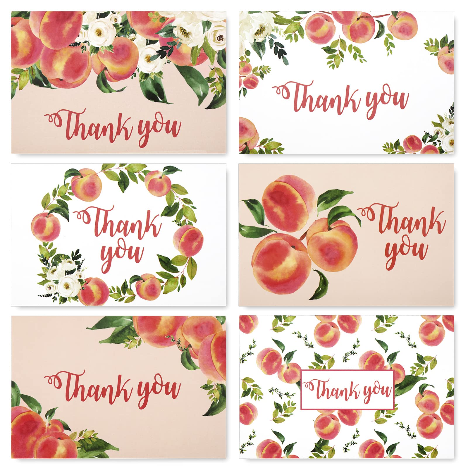 AnyDesign Peach Thank You Cards Bulk 30 Pack Thank You Blank Notes with Matching Seal Stickers White Envelopes Pink Peach Greeting Cards for Baby Shower Wedding Birthday Bridal Party Invitation