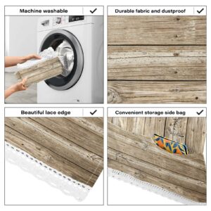 Rustic Wood Wooden Washing Machine Cover, 51''x22'' Non Slip Washer Dryer Top Cover Mat for Front Load Waterproof Refrigerator Fridge Dust Proof Cover with 4 Storage Bags Home Decor