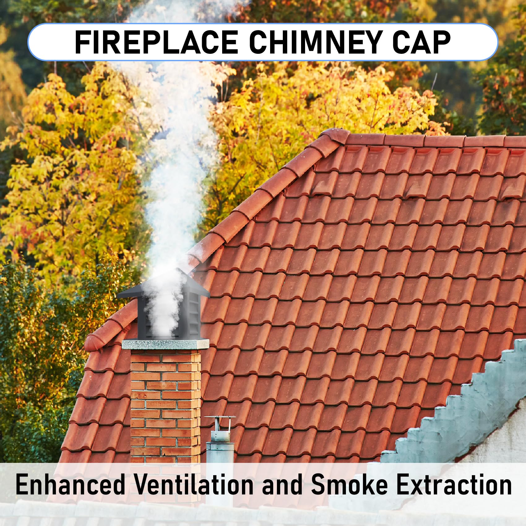 Lesolar Chimney Cap, 14" x 14" Tapered Top Fireplace Chimney Cover, Chimney Rain Caps, Chimney Caps for Outside Chimney Flue Cover to Fit Existing Flue Tile