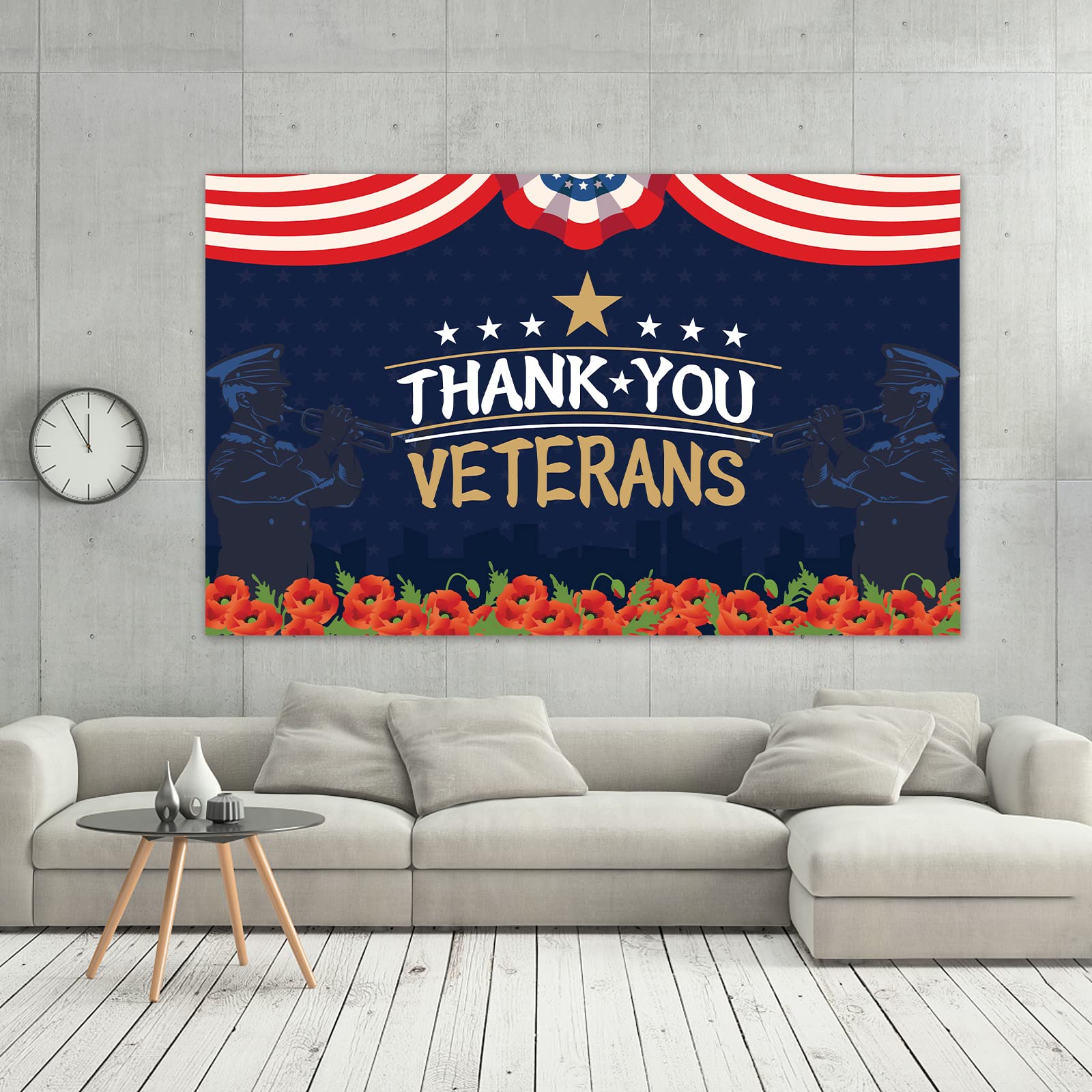 Veterans Day Backdrop Thank You Veterans Banner Patriotic Decor Veterans Day Memorial Day 4th of July Fourth of July Patriotic Decoration for Home