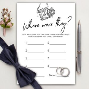 Bridal Shower Games - Where Were They Wedding Shower Party Card Game - Couples Photo Game - Hand Drawn Minimalist Themed Bachelorette/Engagement Party Supplies Activities Decorations (A02)