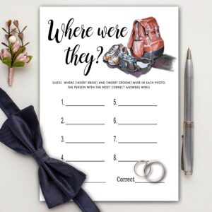 Bridal Shower Games - Where Were They Wedding Shower Party Card Game - Couples Photo Game - Hand Drawn Minimalist Themed Bachelorette/Engagement Party Supplies Activities Decorations (A03)