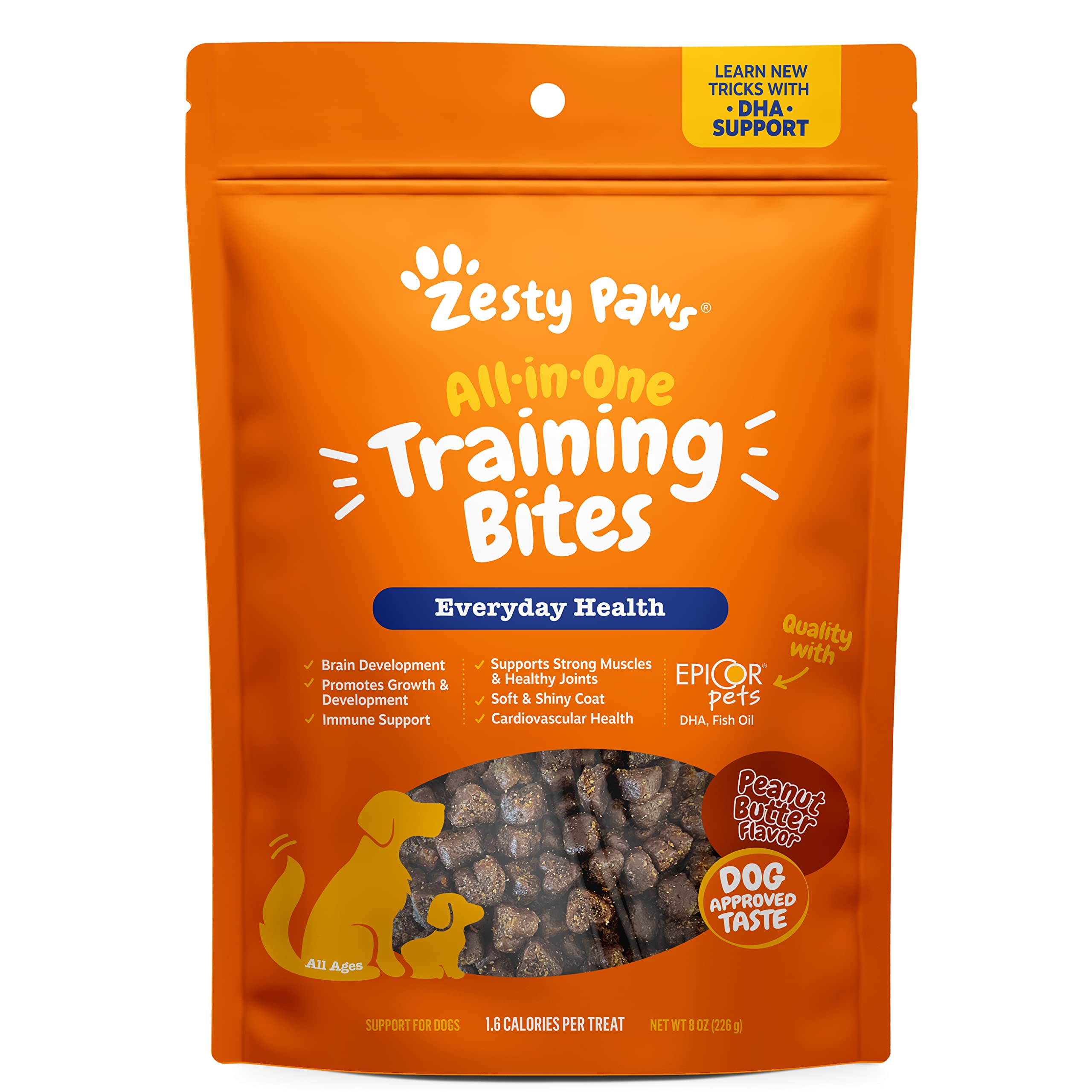 Zesty Paws Training Treats for Dogs & Puppies - Healthy Dog Treats for Hip, Joint & Muscle Health - Puppy Training Treats - for All Breeds and Ages - Dog Treats for Training - PB Flavor - 8oz