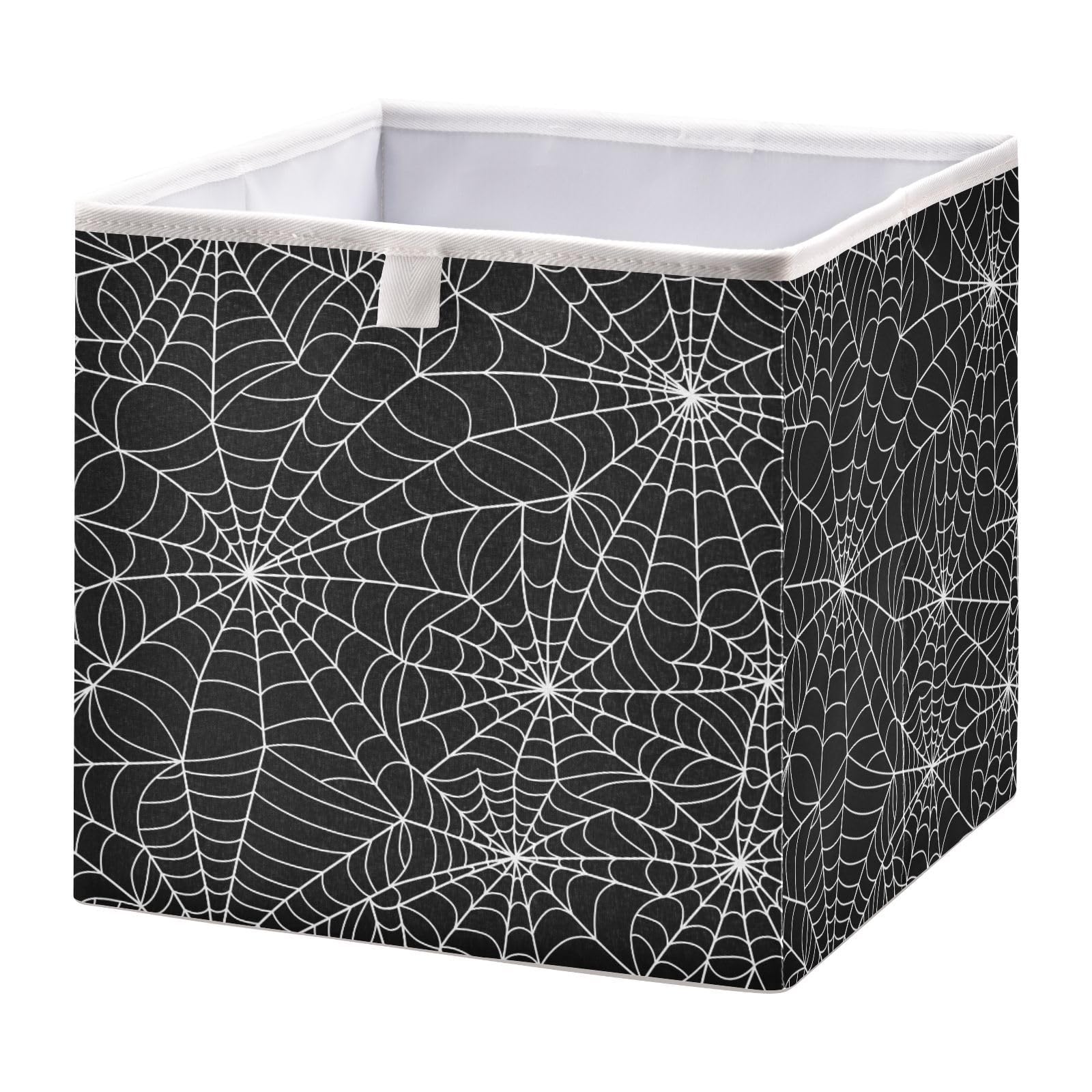 Bolaz Halloween Gray Spider Web Closet Organizers Storage Cubes Storage Bins Shelf Baskets Containers for Home Kids Room Toys Office,Rectangle