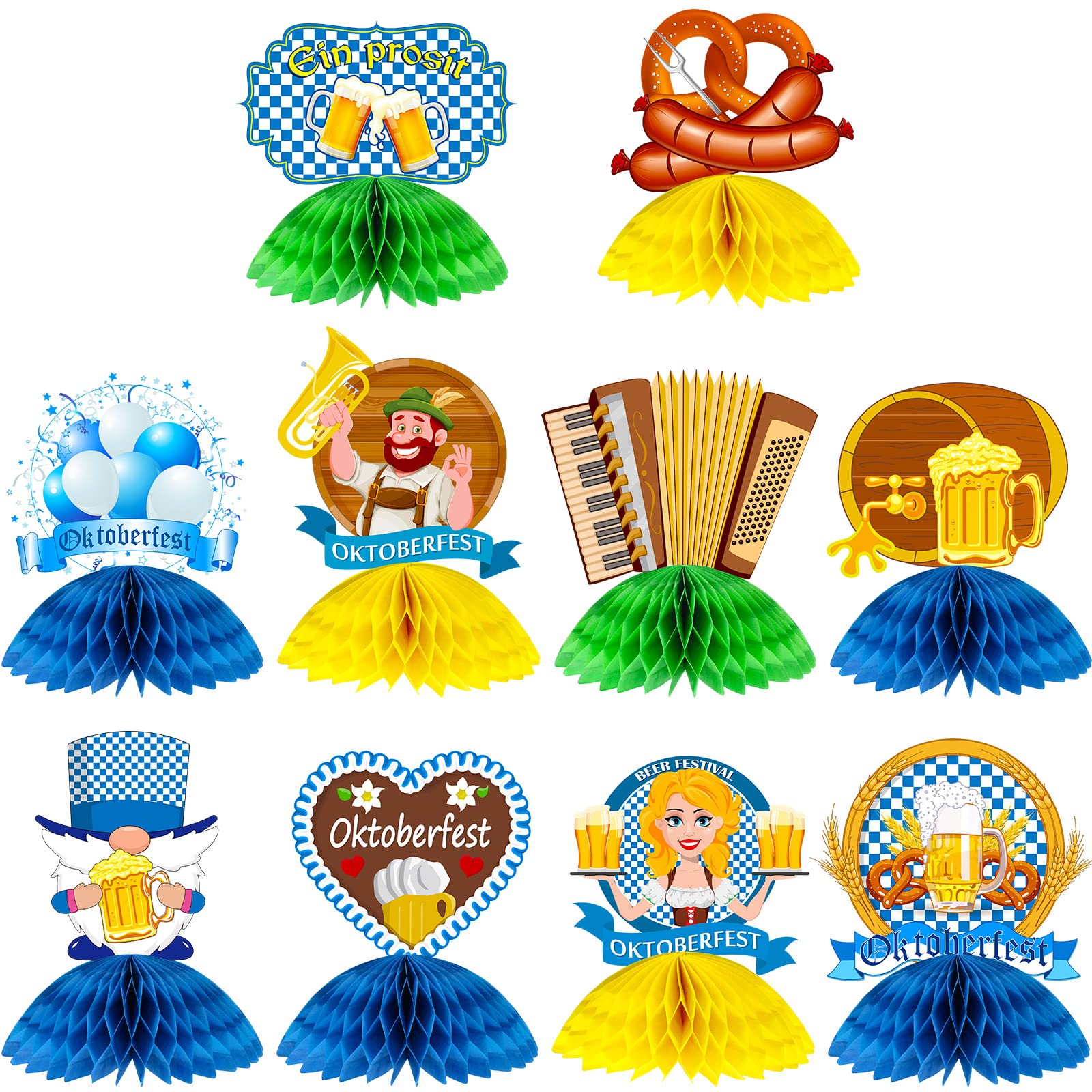 10 PCS Oktoberfest Party Decorations Oktoberfest Honeycomb Centerpieces Oktoberfest Table Centerpieces Bavaria Theme Party Supplies Beer Party Table Decorations German Beer Festival Decorations