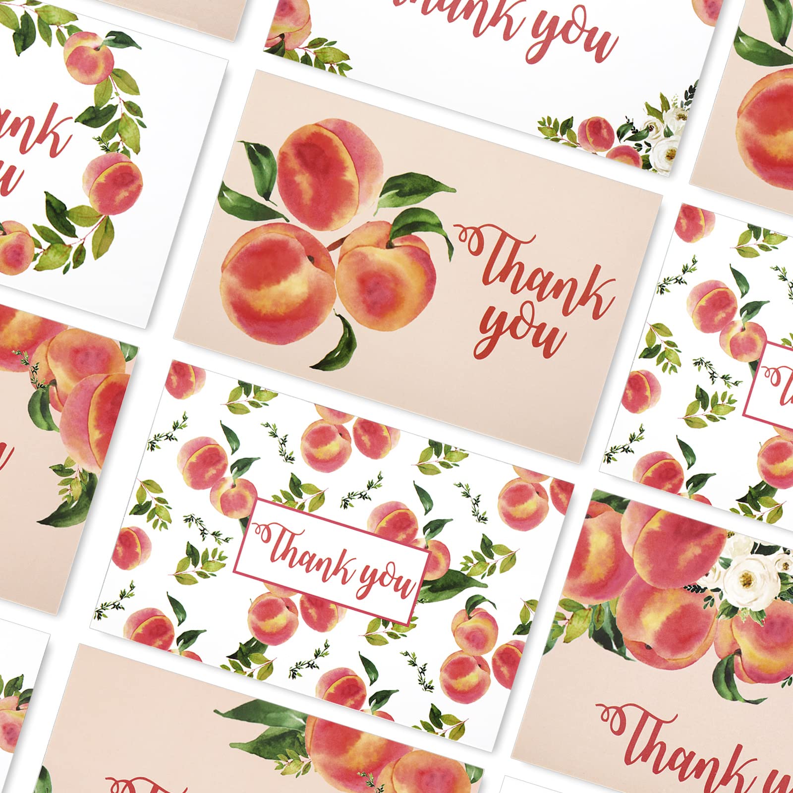 AnyDesign Peach Thank You Cards Bulk 30 Pack Thank You Blank Notes with Matching Seal Stickers White Envelopes Pink Peach Greeting Cards for Baby Shower Wedding Birthday Bridal Party Invitation