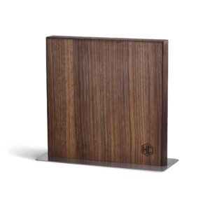 hexclad magnetic walnut knife block holder with strong enhanced magnets for multipurpose storage in the home and kitchen