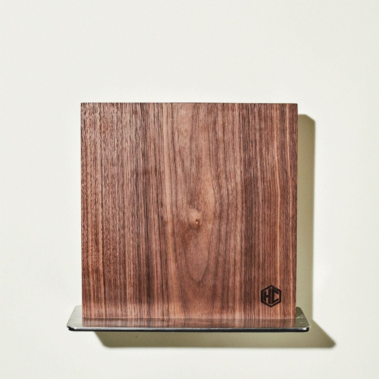 HexClad Magnetic Walnut Knife Block Holder with Strong Enhanced Magnets for Multipurpose Storage in the Home and Kitchen