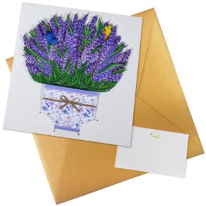 GREETING ART Floral Pop Up Birthday Card, Lavender, 22x20cm