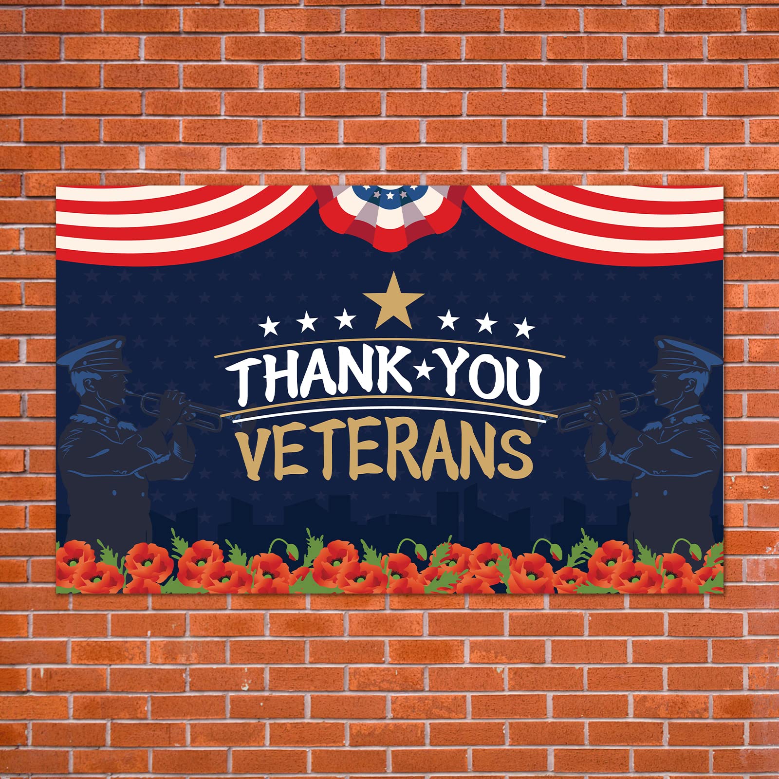 Veterans Day Backdrop Thank You Veterans Banner Patriotic Decor Veterans Day Memorial Day 4th of July Fourth of July Patriotic Decoration for Home