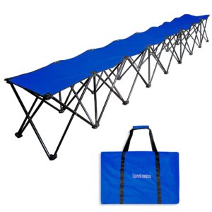 trademark innovations portable 8-seater folding team sports sideline bench (blue)