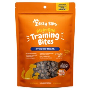 zesty paws training treats for dogs & puppies - healthy dog treats for hip, joint & muscle health - puppy training treats - for all breeds and ages - dog treats for training - bacon flavor – 8oz