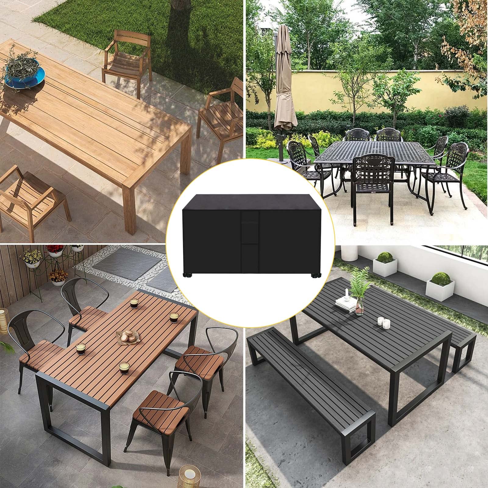 Garden Furniture Cover Waterproof 138x102x35in, Outdoor Sectional Sofa Set Covers, Heavy Duty 420D Patio Furniture Set Cover, Rectangular Table and Chair Set Covers, for Deck, Lawn and Backyard