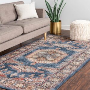 Rugs.com Eden Collection Rug – 2' x 3' Blue Medium Rug Perfect for Entryways, Kitchens, Breakfast Nooks, Accent Pieces