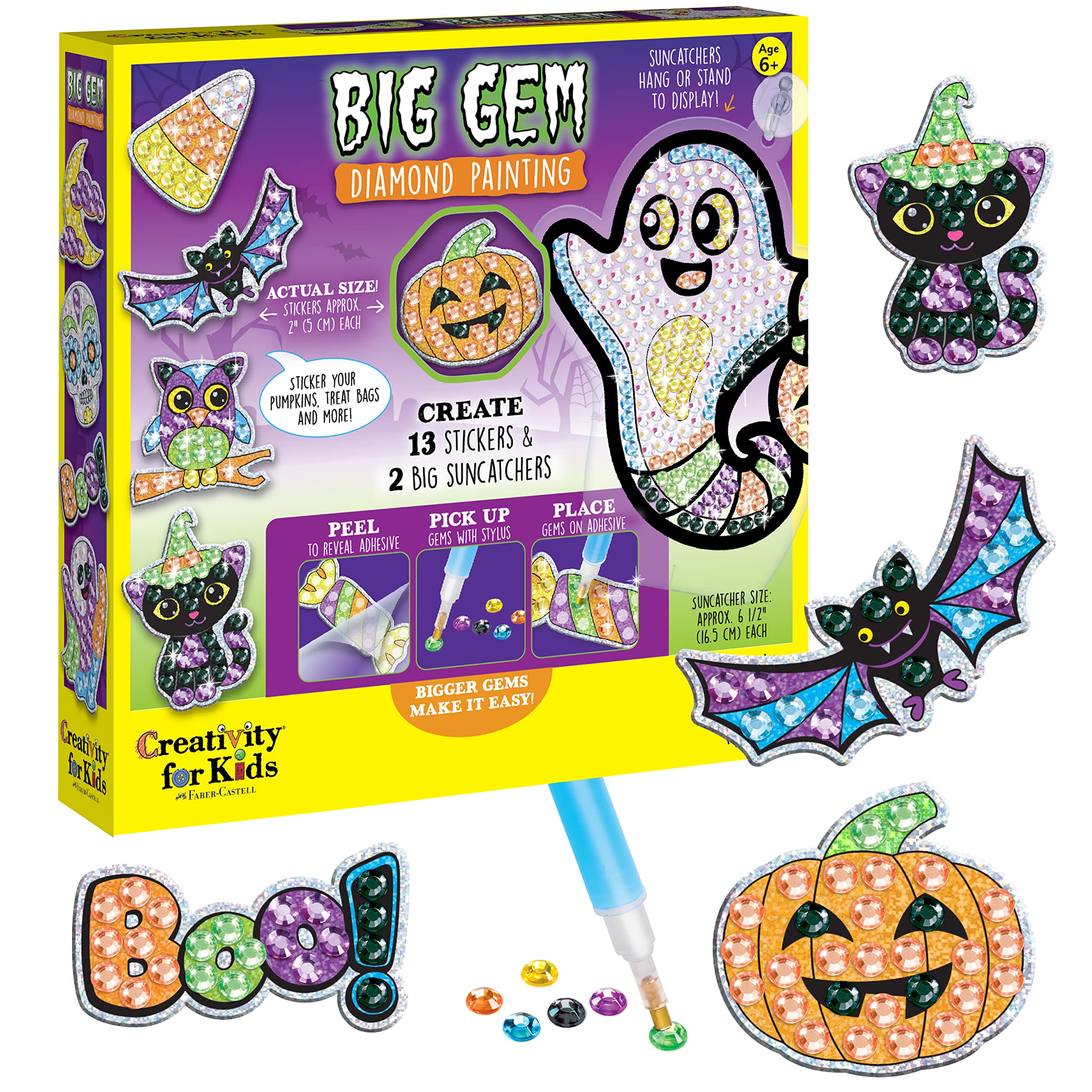 Creativity for Kids Big Gem Diamond Painting Kit - Halloween Stickers and Suncatchers - Halloween DIY Crafts for Kids, Halloween Activities and Gifts for Kids Ages 6-8+