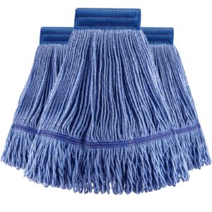 (3 pack) mop head replacement, mop heads commercial,blue cotton looped end string, wet industrial cleaning vintage mop head replacements refill, swinger loop mop, for heavy duty rubbermaid mop heads