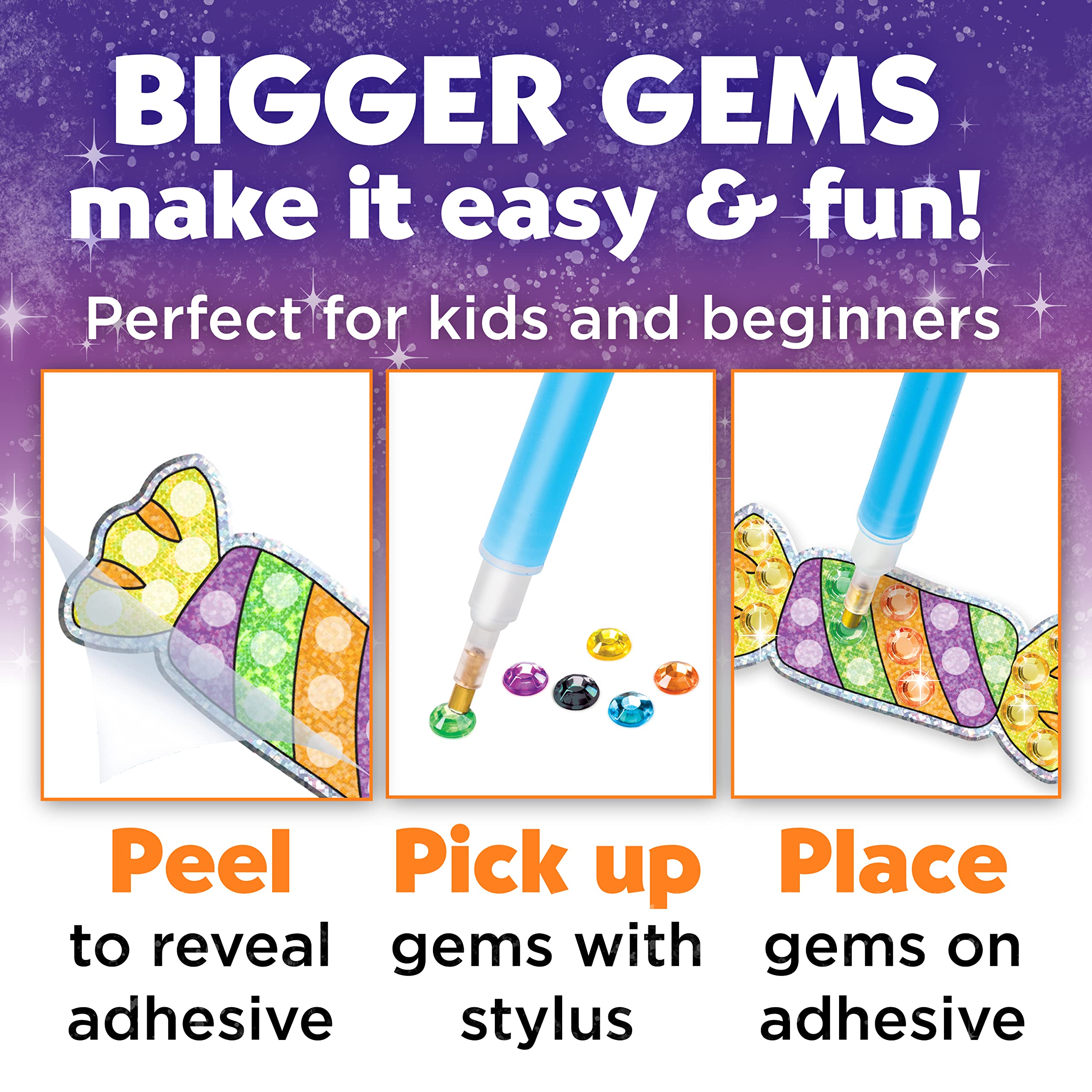 Creativity for Kids Big Gem Diamond Painting Kit - Halloween Stickers and Suncatchers - Halloween DIY Crafts for Kids, Halloween Activities and Gifts for Kids Ages 6-8+