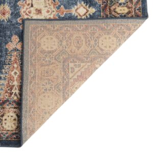 Rugs.com Eden Collection Rug – 2' x 3' Blue Medium Rug Perfect for Entryways, Kitchens, Breakfast Nooks, Accent Pieces