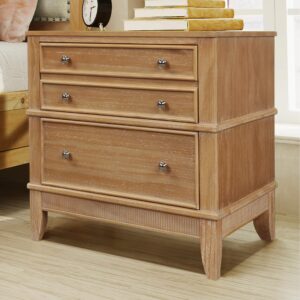 cklmmc rustic 3-drawer nightstand, solid wood end table stand storage cabinet for bedroom/living room/office/home