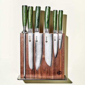 HexClad Magnetic Walnut Knife Block Holder with Strong Enhanced Magnets for Multipurpose Storage in the Home and Kitchen