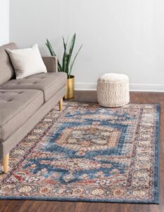 rugs.com eden collection rug – 2' x 3' blue medium rug perfect for entryways, kitchens, breakfast nooks, accent pieces