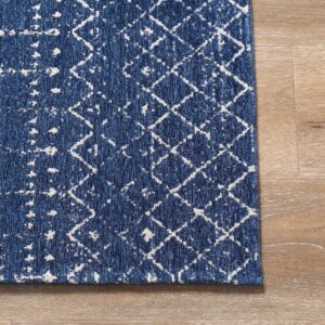 AMIDA Indoor Door Mat 2'x3' Non-Slip Floor Mats Entryway Rug,Boho Geometric Washable Dirt Trapper Flat Woven Area Rug for Inside Outside Entry/Patio/Garage/Kitchen/Laundry/Shoes Mat,Dark Blue