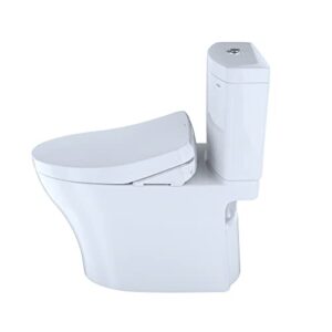 TOTO WASHLET+ Aquia IV Two-Piece Elongated Dual Flush 1.28 and 0.9 GPF Toilet with S500e Bidet Seat, Cotton White - MW4463046CEMFGN#01