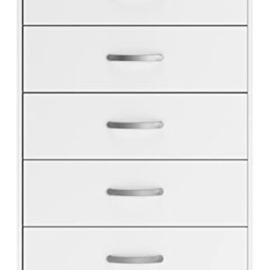 Signature Design by Ashley Flannia Casual 5 Drawer Chest of Drawers with Dovetail Construction and Safety Stop, White