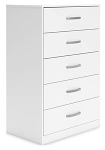 signature design by ashley flannia casual 5 drawer chest of drawers with dovetail construction and safety stop, white