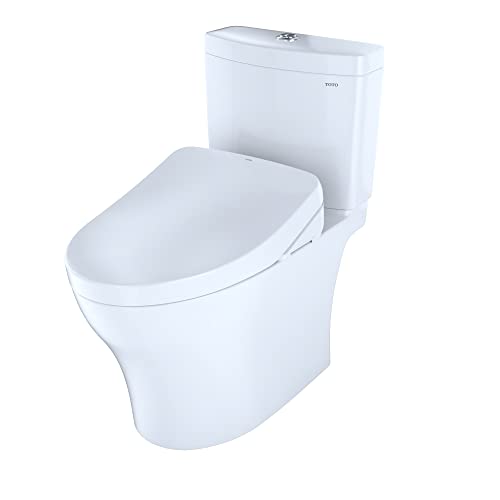 TOTO WASHLET+ Aquia IV Two-Piece Elongated Dual Flush 1.28 and 0.9 GPF Toilet with S500e Bidet Seat, Cotton White - MW4463046CEMFGN#01