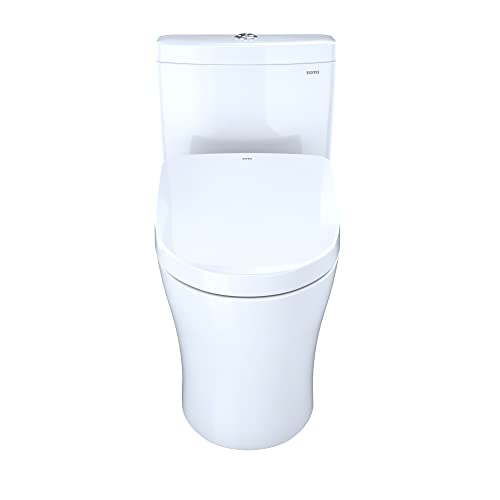 TOTO WASHLET+ Aquia IV Two-Piece Elongated Dual Flush 1.28 and 0.9 GPF Toilet with S500e Bidet Seat, Cotton White - MW4463046CEMFGN#01