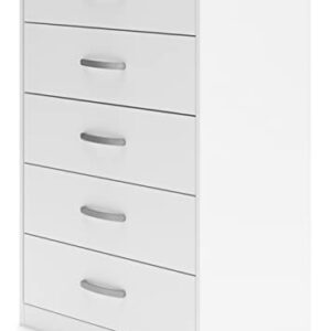 Signature Design by Ashley Flannia Casual 5 Drawer Chest of Drawers with Dovetail Construction and Safety Stop, White