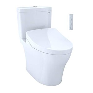 TOTO WASHLET+ Aquia IV Two-Piece Elongated Dual Flush 1.28 and 0.9 GPF Toilet with S500e Bidet Seat, Cotton White - MW4463046CEMFGN#01