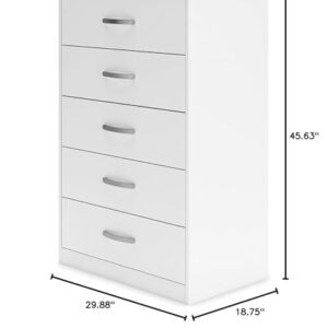 Signature Design by Ashley Flannia Casual 5 Drawer Chest of Drawers with Dovetail Construction and Safety Stop, White