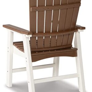 Signature Design by Ashley Genesis Bay Outdoor Dining HDPE Arm Chair, 2 Count, Brown & White