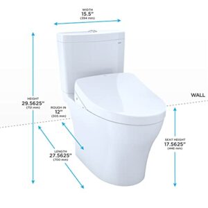 TOTO WASHLET+ Aquia IV Two-Piece Elongated Dual Flush 1.28 and 0.9 GPF Toilet with S500e Bidet Seat, Cotton White - MW4463046CEMFGN#01