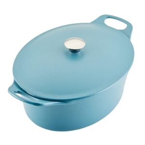 Rachael Ray NITRO Cast Iron Dutch Oven, 6.5 Quart, Agave Blue