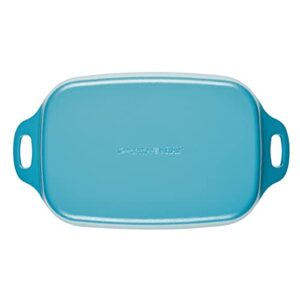 Rachael Ray NITRO Cast Iron Roasting Lasagna Pan/Baking Dish, Roaster/Rectangular, 9 Inch x 13 Inch, Agave Blue