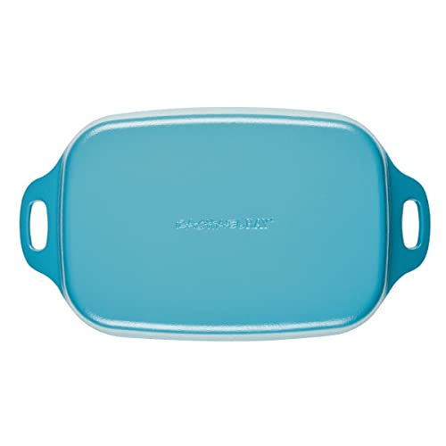 Rachael Ray NITRO Cast Iron Roasting Lasagna Pan/Baking Dish, Roaster/Rectangular, 9 Inch x 13 Inch, Agave Blue