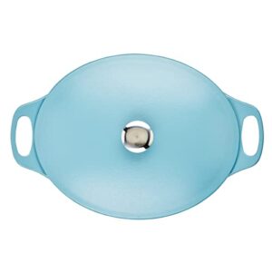 Rachael Ray NITRO Cast Iron Dutch Oven, 6.5 Quart, Agave Blue