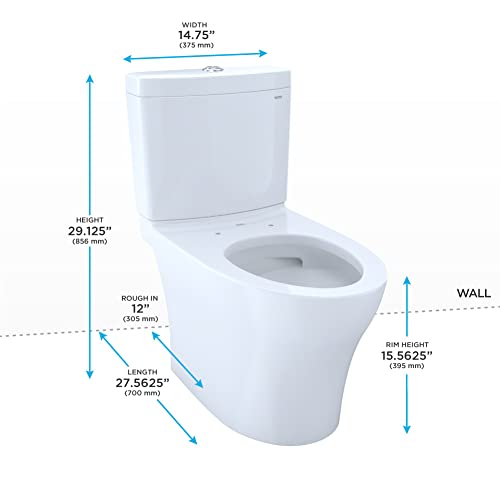 Toto TOTCST446CEMGN01 Aquia IV 0.9/1.28 GPF Dual Flush Two Piece Elongated Toilet with Push Button Flush Cotton