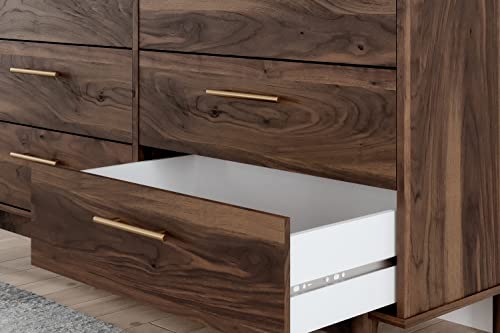 Signature Design by Ashley Calverson Contemporary 6 Drawer Dresser with Burnished Goldtone Pulls, Dark Brown