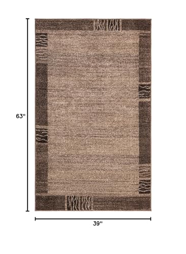 Rugs.com Angelica Collection Rug – 3' x 5' Dark Beige Medium Rug Perfect for Entryways, Kitchens, Breakfast Nooks, Accent Pieces