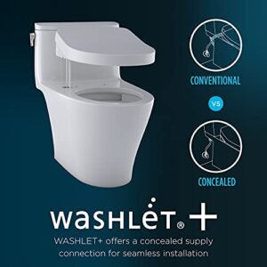 TOTO WASHLET+ Aquia IV Two-Piece Elongated Dual Flush 1.28 and 0.9 GPF Toilet with S500e Bidet Seat, Cotton White - MW4463046CEMFGN#01