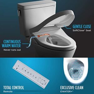 TOTO WASHLET+ Aquia IV Two-Piece Elongated Dual Flush 1.28 and 0.9 GPF Toilet with S500e Bidet Seat, Cotton White - MW4463046CEMFGN#01